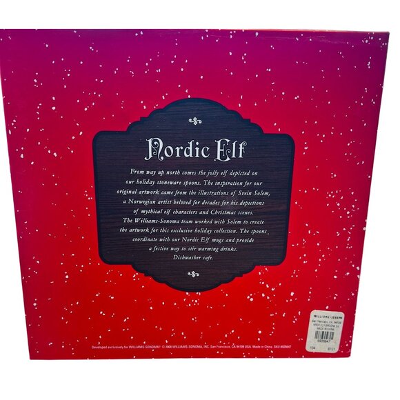 Williams Sonoma Nordic Elf Stoneware Spoons Snowman Set of 4 NEW IN BOX - Picture 4 of 4